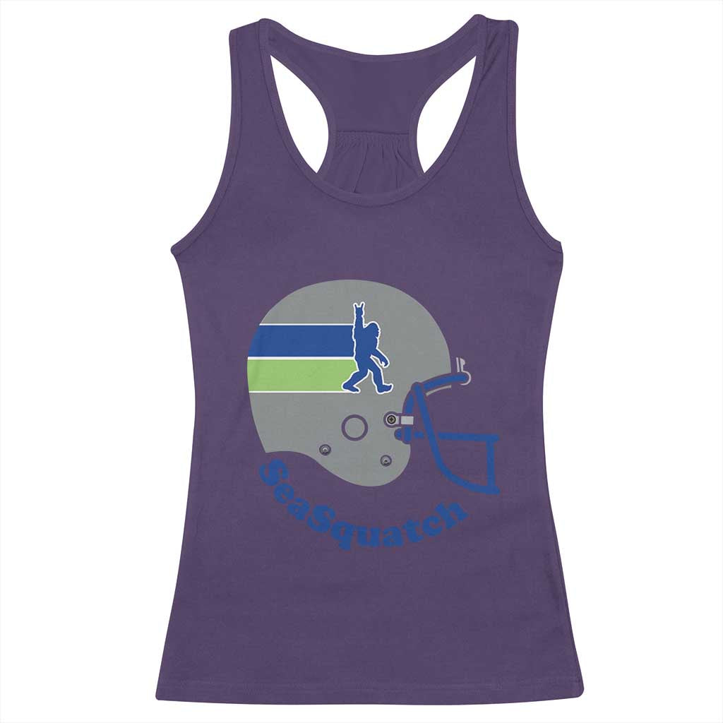 SeaSquatch Bigfoot Football Helmet Racerback Tank Top Seattle Sports Fan Pride