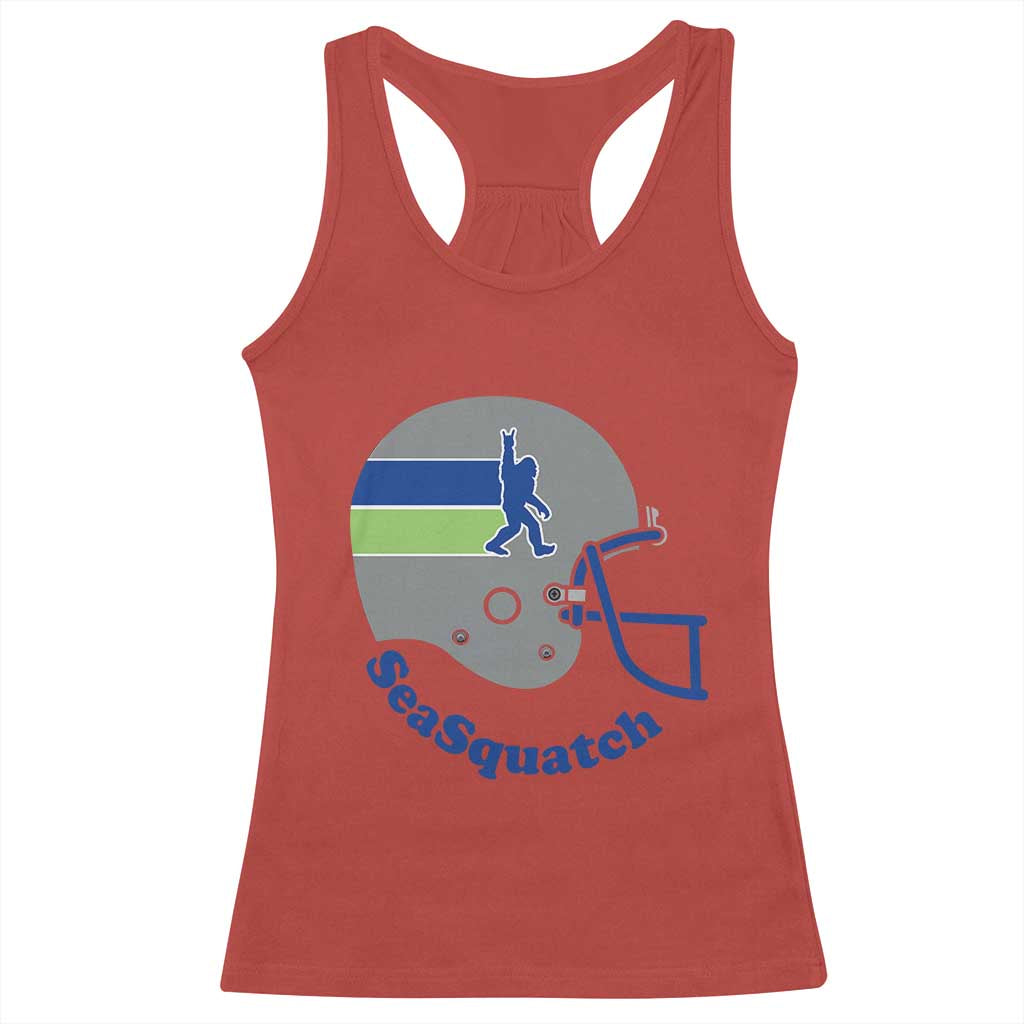 SeaSquatch Bigfoot Football Helmet Racerback Tank Top Seattle Sports Fan Pride