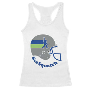 SeaSquatch Bigfoot Football Helmet Racerback Tank Top Seattle Sports Fan Pride