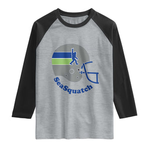 SeaSquatch Bigfoot Football Helmet Raglan Shirt Seattle Sports Fan Pride