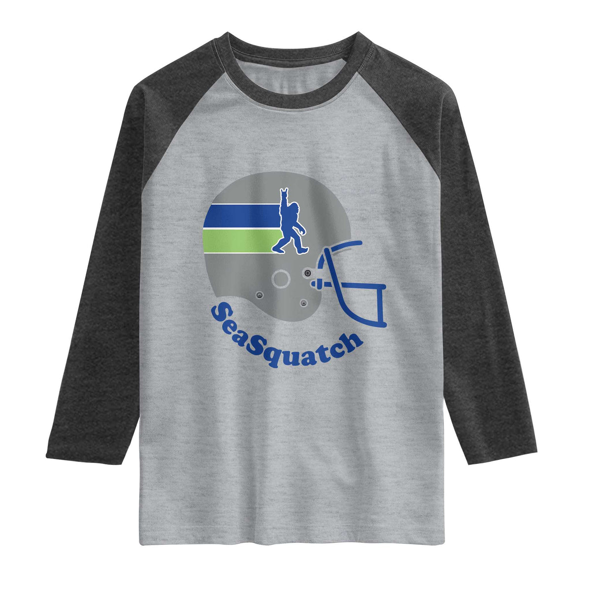 SeaSquatch Bigfoot Football Helmet Raglan Shirt Seattle Sports Fan Pride