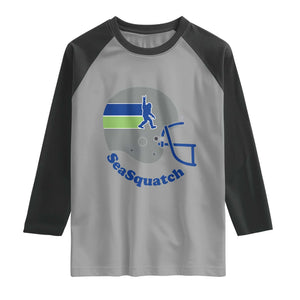 SeaSquatch Bigfoot Football Helmet Raglan Shirt Seattle Sports Fan Pride
