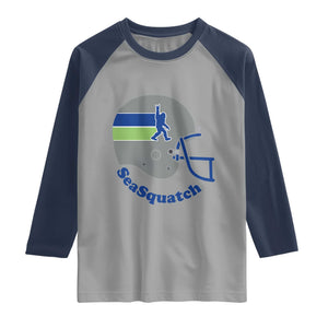 SeaSquatch Bigfoot Football Helmet Raglan Shirt Seattle Sports Fan Pride