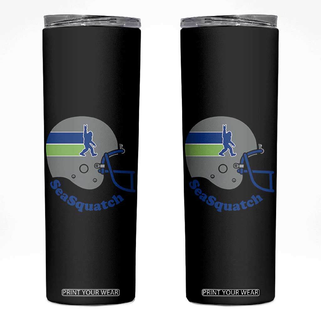 SeaSquatch Bigfoot Football Helmet Skinny Tumbler Seattle Sports Fan Pride TS12 Black Print Your Wear