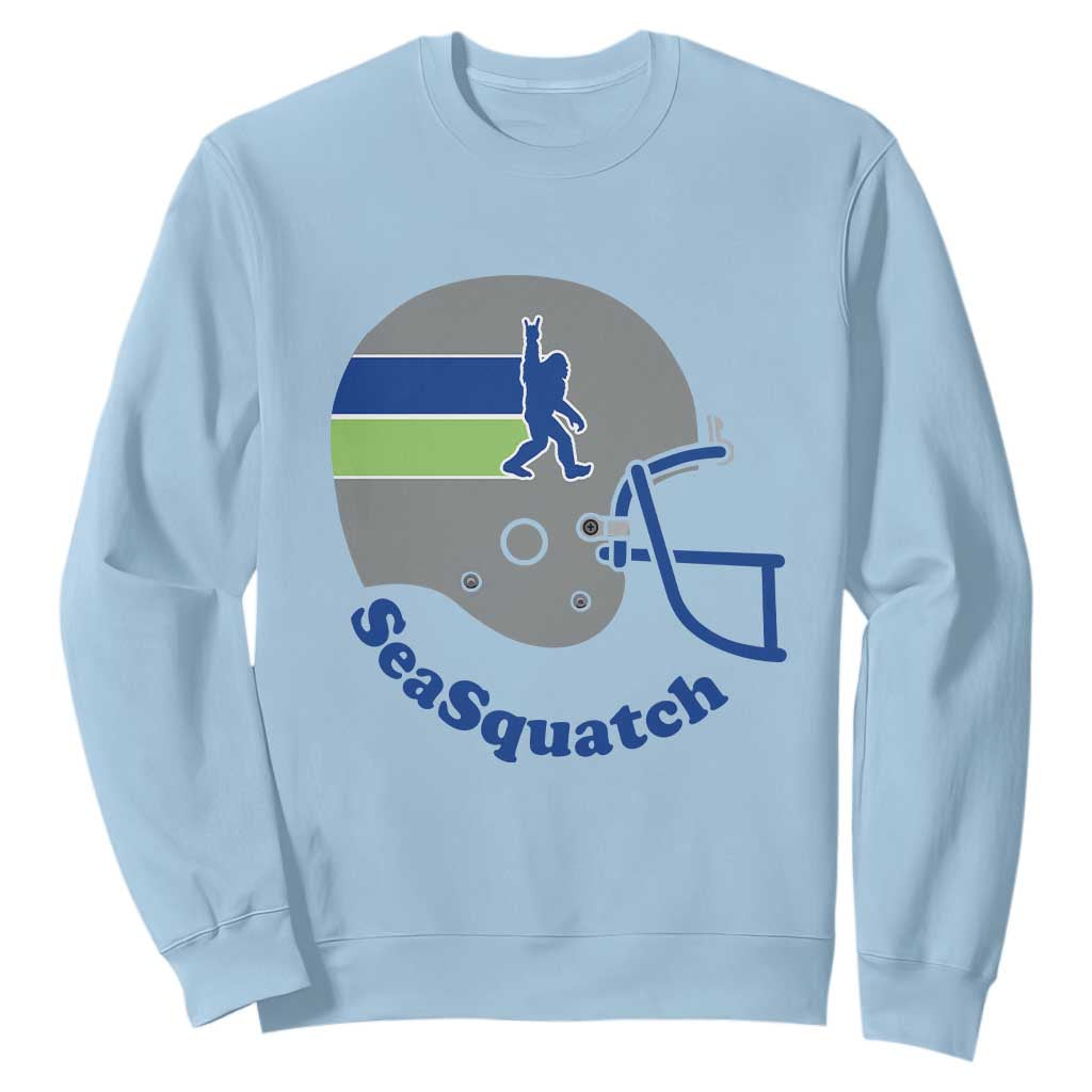 SeaSquatch Bigfoot Football Helmet Sweatshirt Seattle Sports Fan Pride TS12 Light Blue Print Your Wear