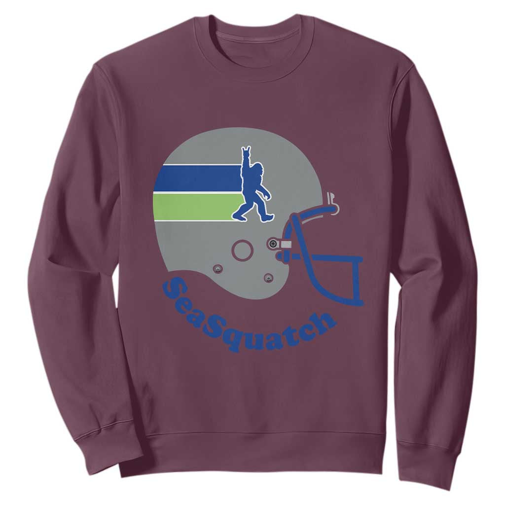 SeaSquatch Bigfoot Football Helmet Sweatshirt Seattle Sports Fan Pride