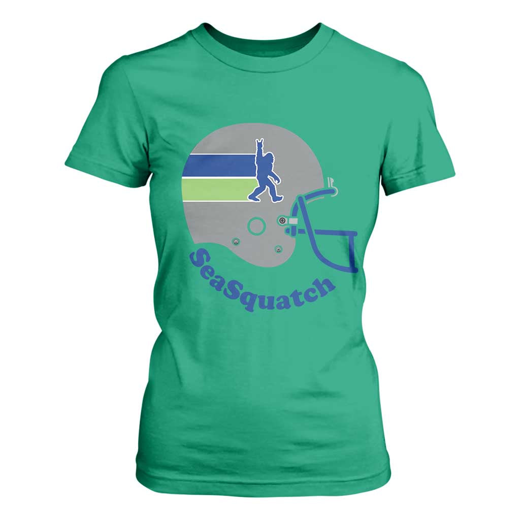 SeaSquatch Bigfoot Football Helmet T Shirt For Women Seattle Sports Fan Pride