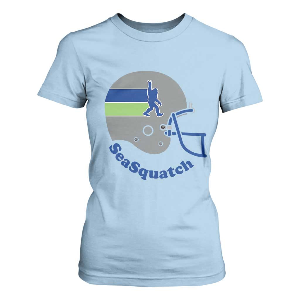 SeaSquatch Bigfoot Football Helmet T Shirt For Women Seattle Sports Fan Pride