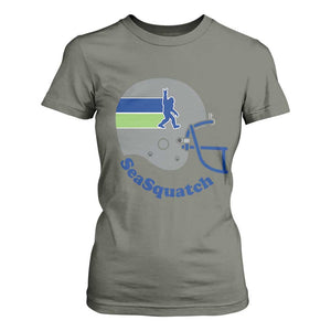 SeaSquatch Bigfoot Football Helmet T Shirt For Women Seattle Sports Fan Pride
