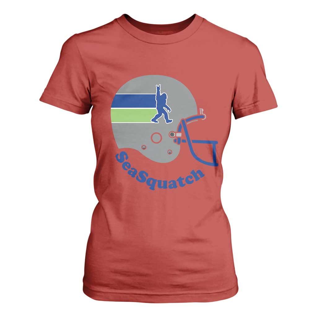 SeaSquatch Bigfoot Football Helmet T Shirt For Women Seattle Sports Fan Pride