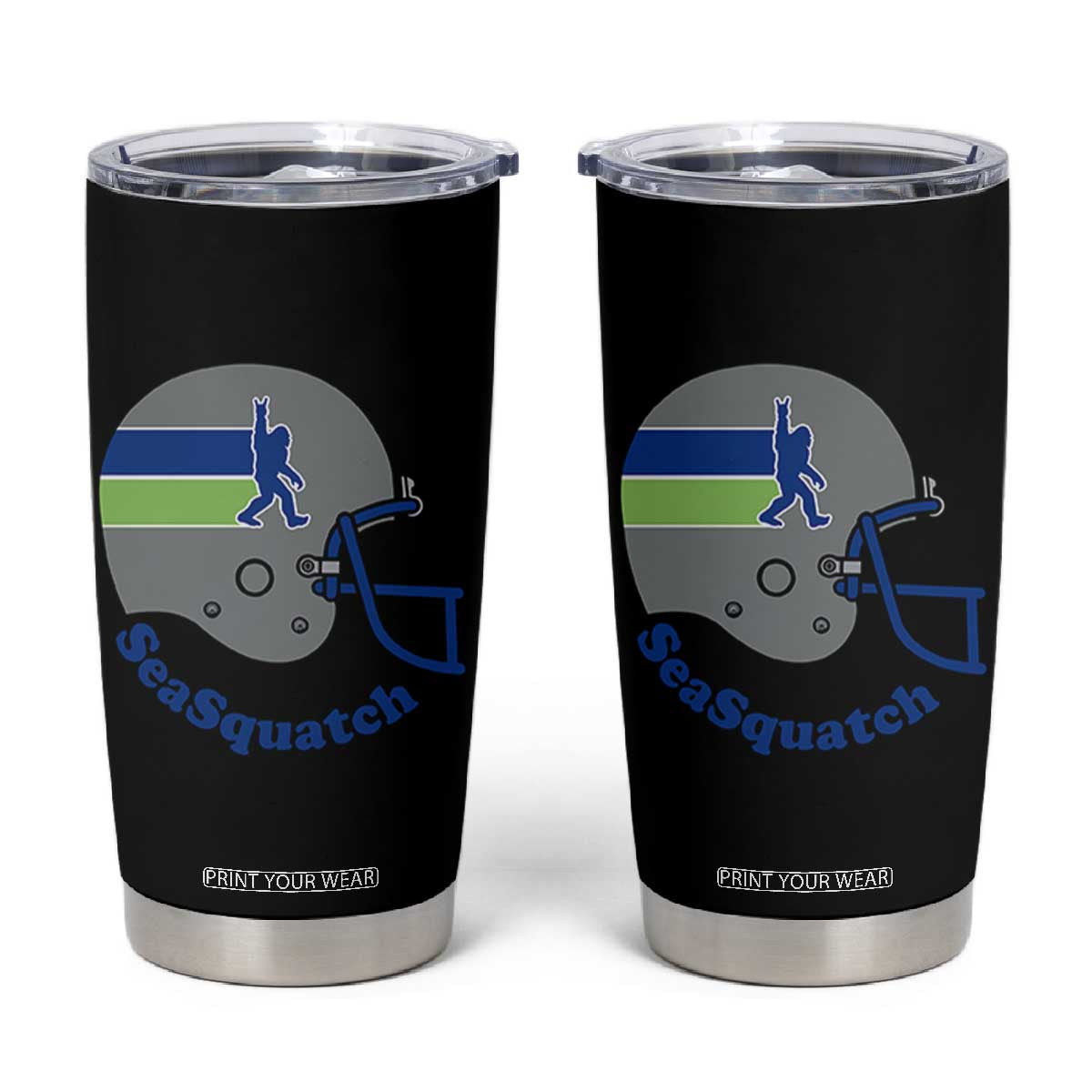 SeaSquatch Bigfoot Football Helmet Tumbler Cup Seattle Sports Fan Pride TS12 Black Print Your Wear
