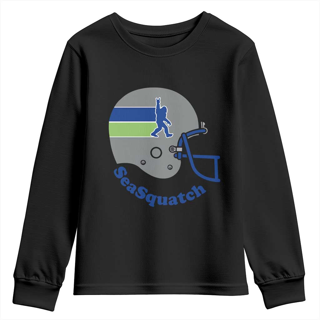 SeaSquatch Bigfoot Football Helmet Youth Sweatshirt Seattle Sports Fan Pride