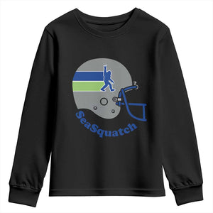 SeaSquatch Bigfoot Football Helmet Youth Sweatshirt Seattle Sports Fan Pride