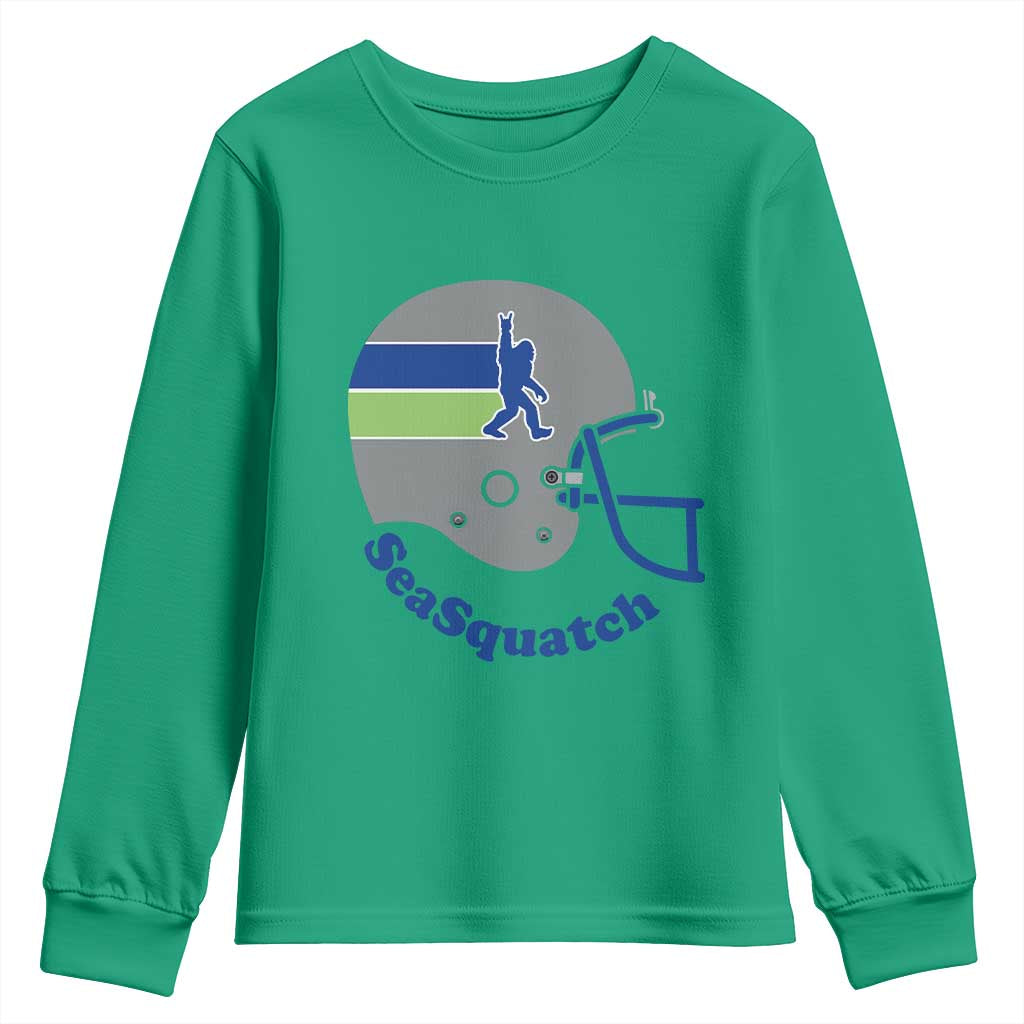 SeaSquatch Bigfoot Football Helmet Youth Sweatshirt Seattle Sports Fan Pride