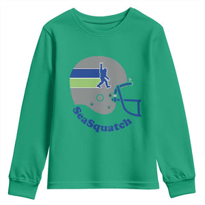 SeaSquatch Bigfoot Football Helmet Youth Sweatshirt Seattle Sports Fan Pride