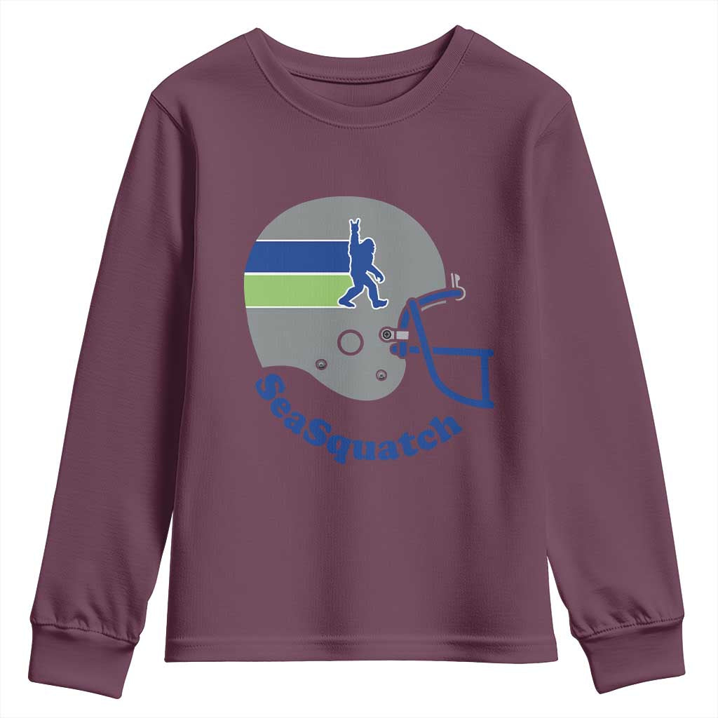 SeaSquatch Bigfoot Football Helmet Youth Sweatshirt Seattle Sports Fan Pride