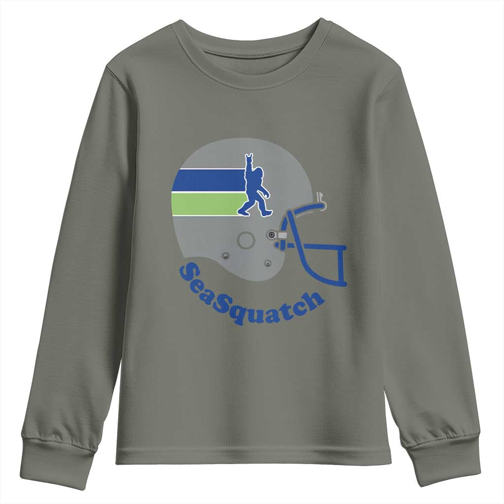SeaSquatch Bigfoot Football Helmet Youth Sweatshirt Seattle Sports Fan Pride
