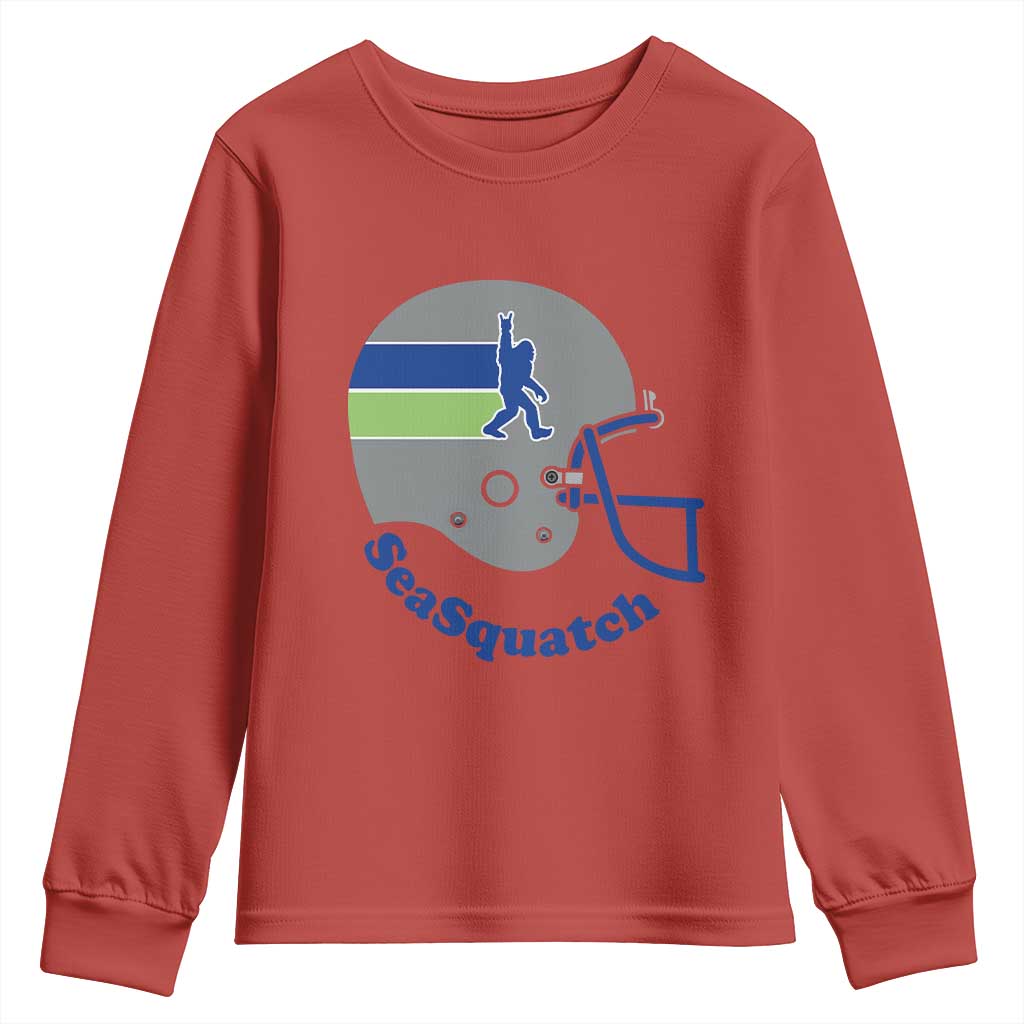SeaSquatch Bigfoot Football Helmet Youth Sweatshirt Seattle Sports Fan Pride