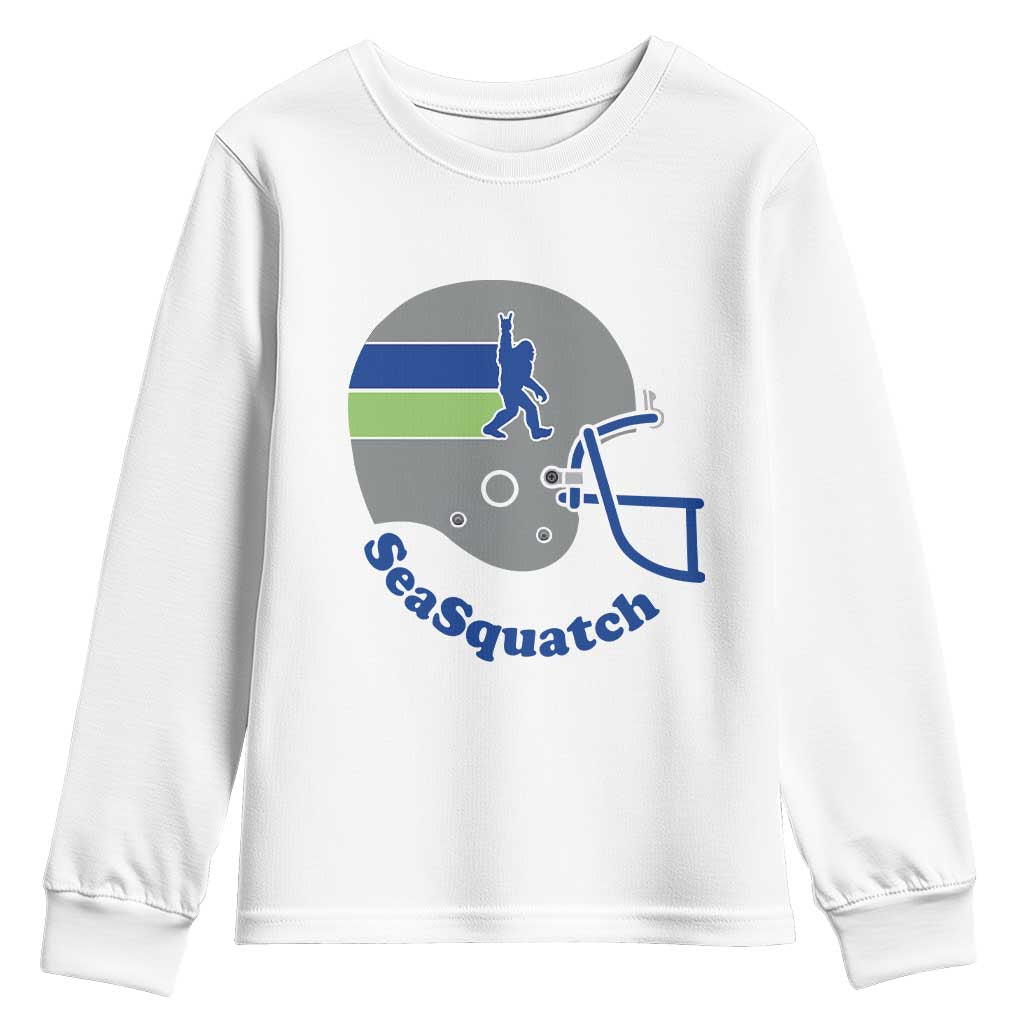 SeaSquatch Bigfoot Football Helmet Youth Sweatshirt Seattle Sports Fan Pride