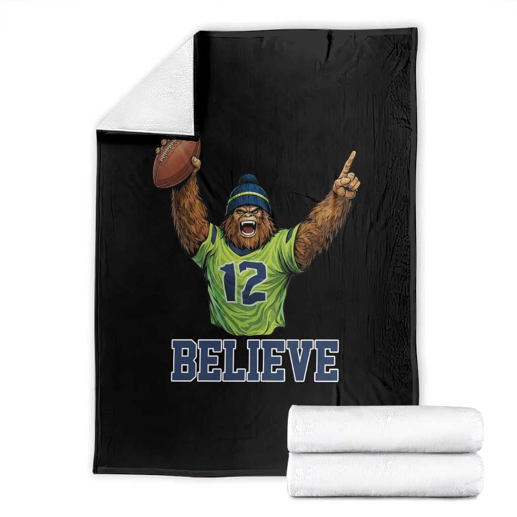 Funny Bigfoot Seattle Sports Fan Throw Blanket Pacific Northwest Football Graphic TS12 Black Print Your Wear