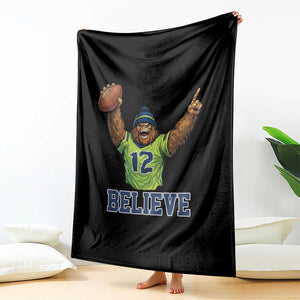 Funny Bigfoot Seattle Sports Fan Throw Blanket Pacific Northwest Football Graphic