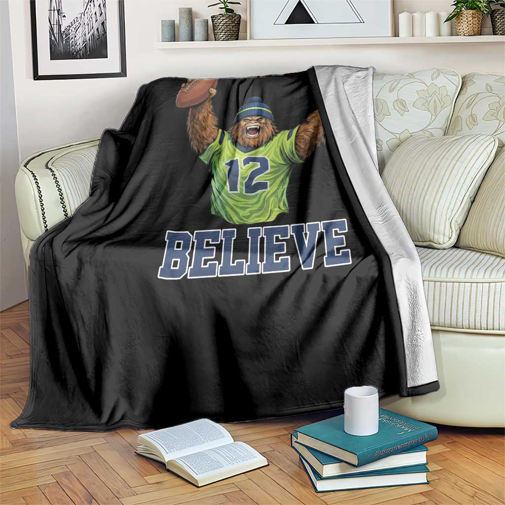 Funny Bigfoot Seattle Sports Fan Throw Blanket Pacific Northwest Football Graphic