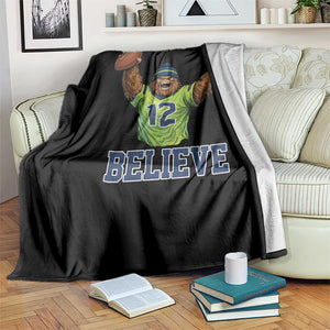 Funny Bigfoot Seattle Sports Fan Throw Blanket Pacific Northwest Football Graphic