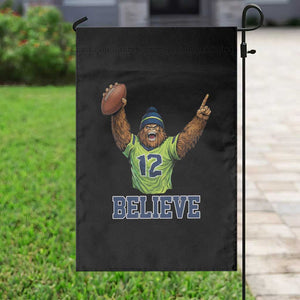 Funny Bigfoot Seattle Sports Fan Garden Flag Pacific Northwest Football Graphic