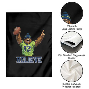 Funny Bigfoot Seattle Sports Fan Garden Flag Pacific Northwest Football Graphic