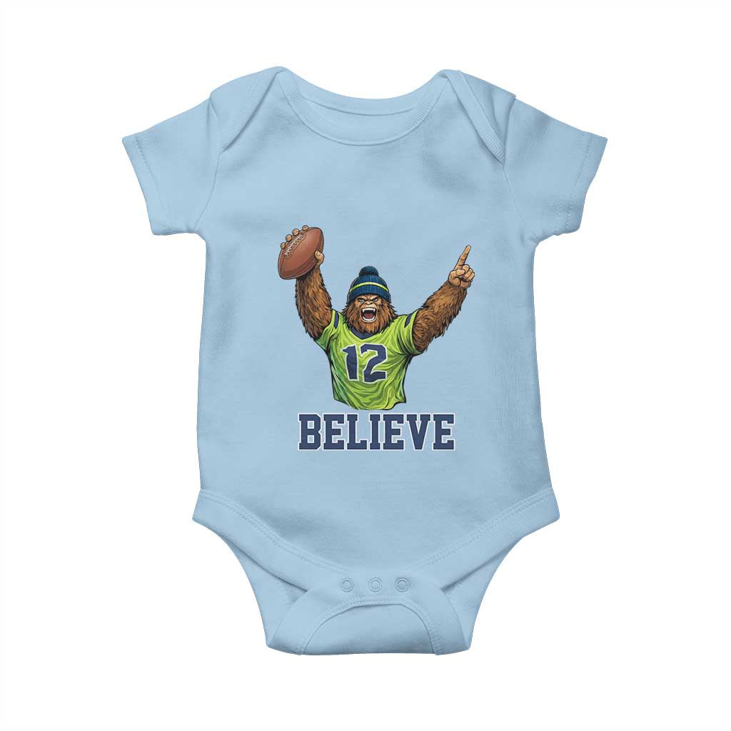 Funny Bigfoot Seattle Sports Fan Baby Onesie Pacific Northwest Football Graphic