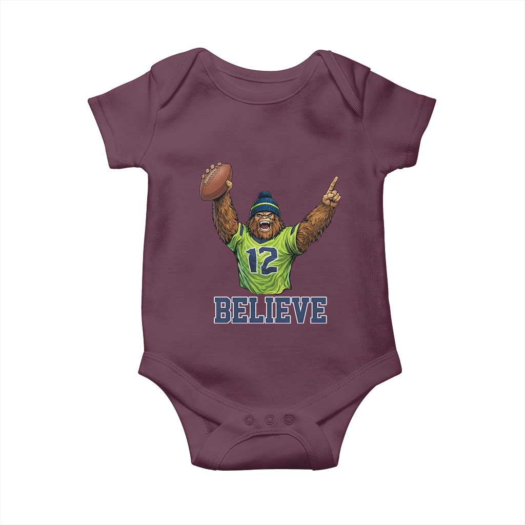 Funny Bigfoot Seattle Sports Fan Baby Onesie Pacific Northwest Football Graphic