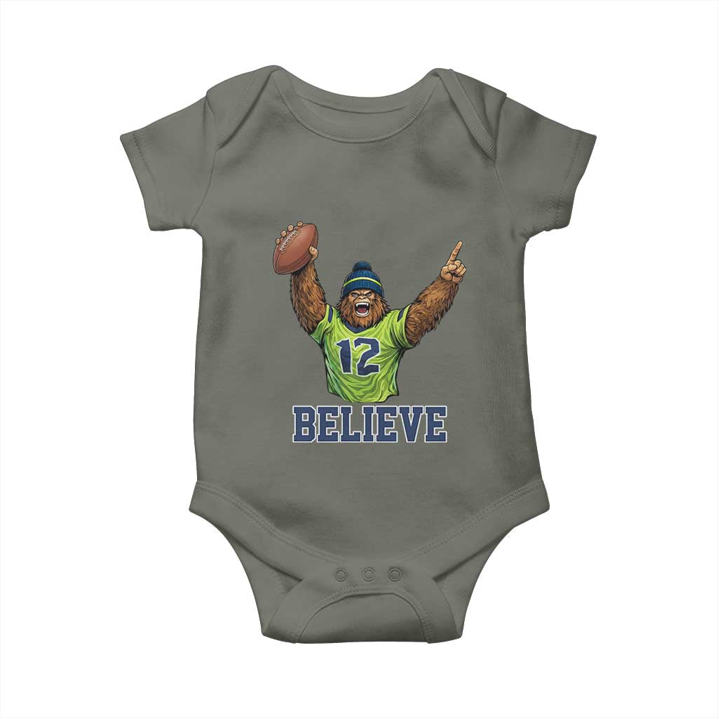 Funny Bigfoot Seattle Sports Fan Baby Onesie Pacific Northwest Football Graphic