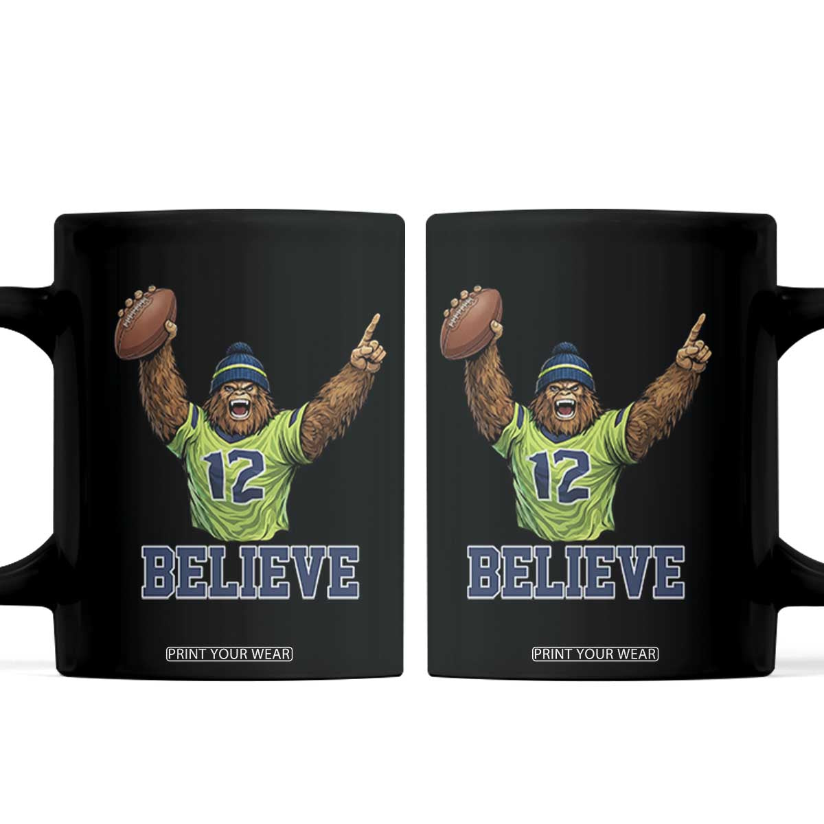 Funny Bigfoot Seattle Sports Fan Coffee Mug Pacific Northwest Football Graphic TS12 Black Print Your Wear