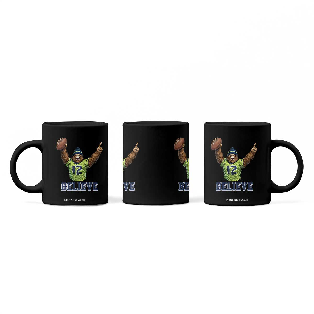 Funny Bigfoot Seattle Sports Fan Coffee Mug Pacific Northwest Football Graphic