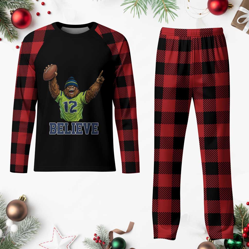 Funny Bigfoot Seattle Sports Fan Plaid Pajama Set Pacific Northwest Football Graphic TS12 Buffalo Plaid Print Your Wear