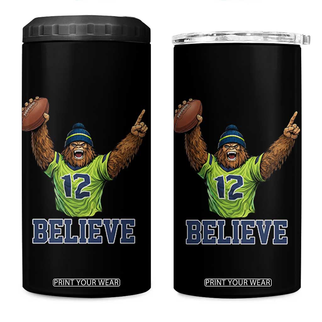 Funny Bigfoot Seattle Sports Fan 4 in 1 Can Cooler Tumbler Pacific Northwest Football Graphic TS12 One Size: 16 oz Black Print Your Wear