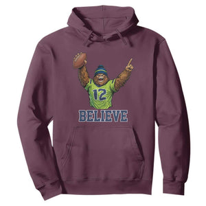 Funny Bigfoot Seattle Sports Fan Hoodie Pacific Northwest Football Graphic