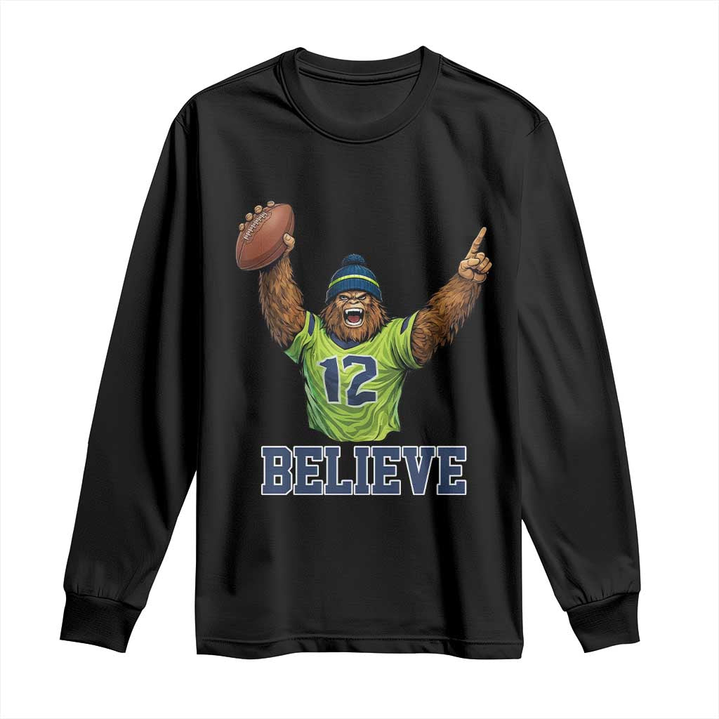 Funny Bigfoot Seattle Sports Fan Long Sleeve Shirt Pacific Northwest Football Graphic