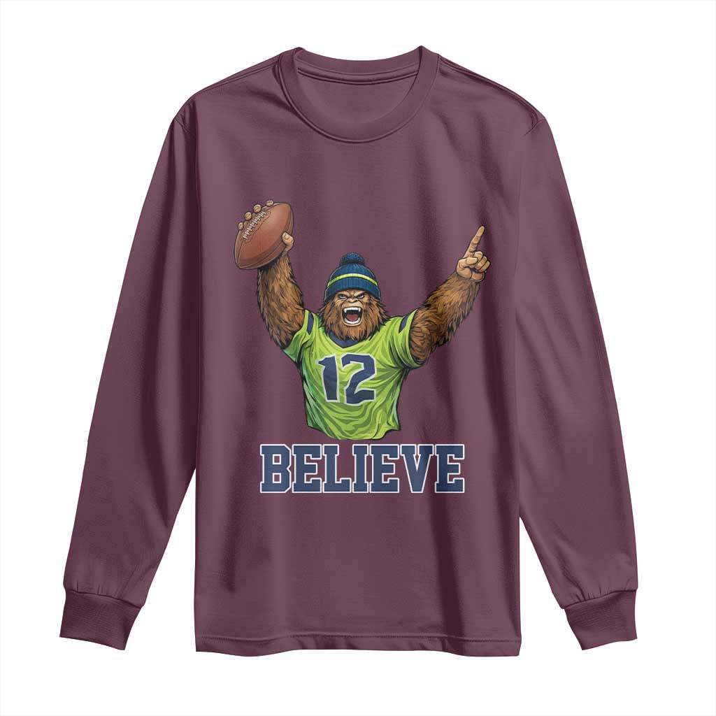 Funny Bigfoot Seattle Sports Fan Long Sleeve Shirt Pacific Northwest Football Graphic