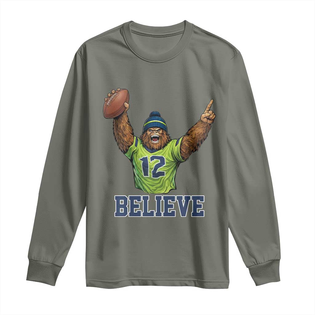 Funny Bigfoot Seattle Sports Fan Long Sleeve Shirt Pacific Northwest Football Graphic