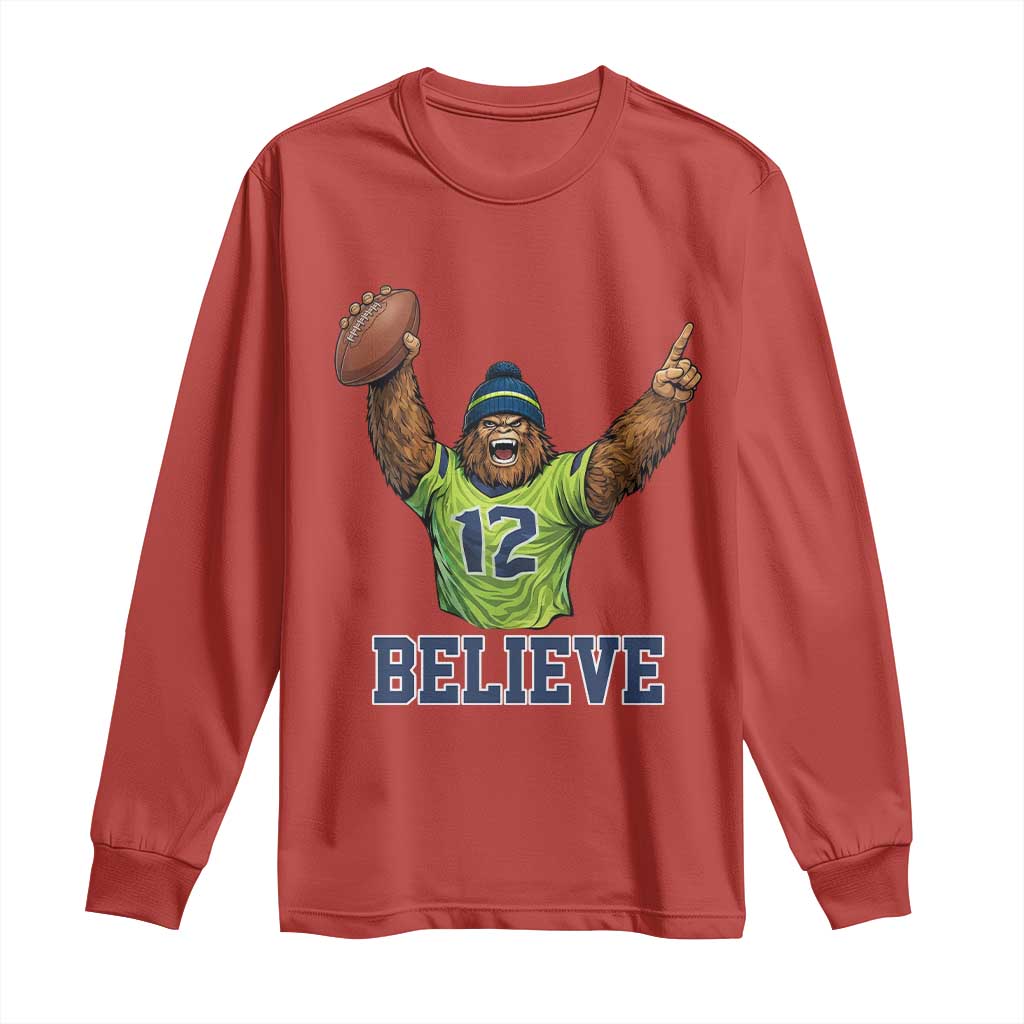 Funny Bigfoot Seattle Sports Fan Long Sleeve Shirt Pacific Northwest Football Graphic