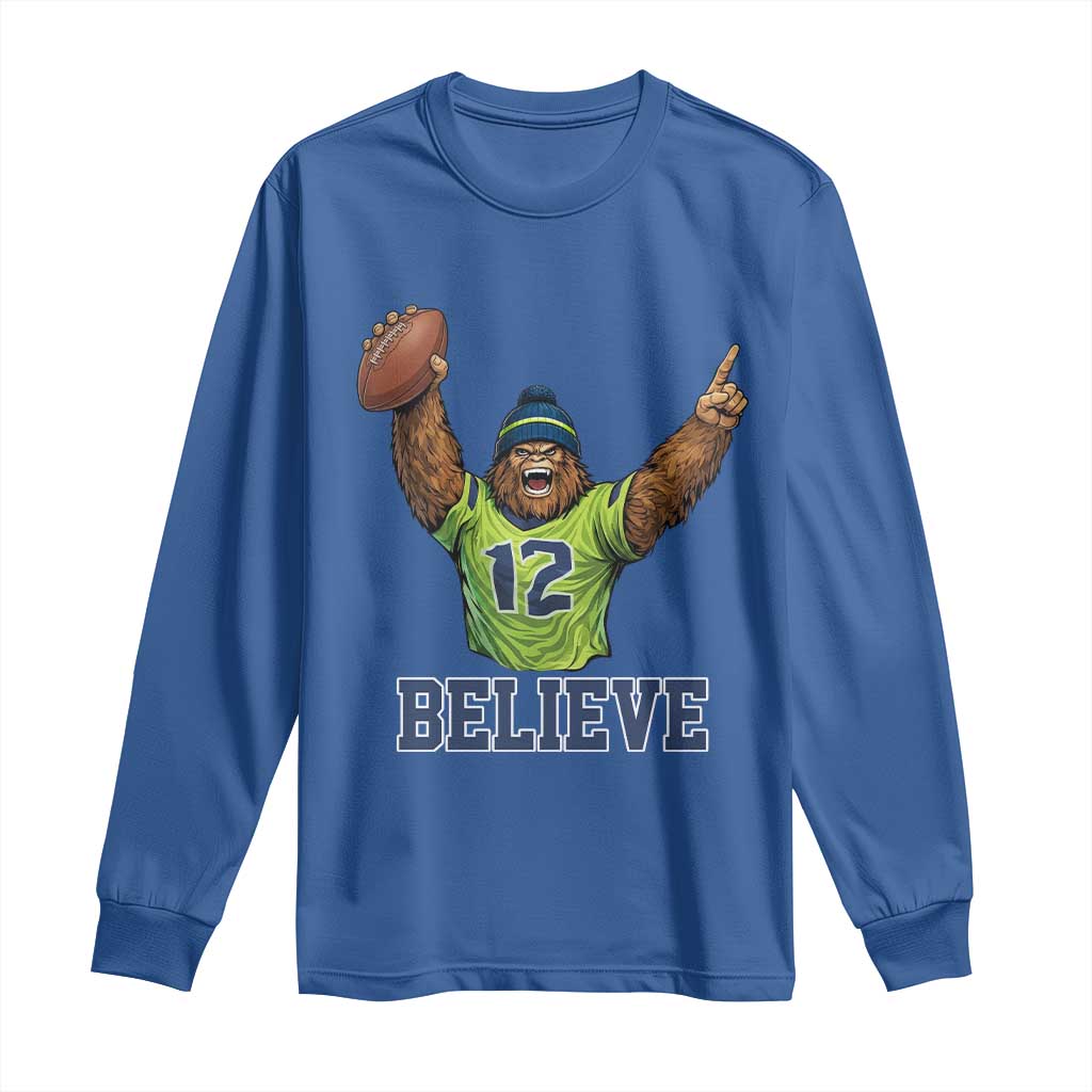 Funny Bigfoot Seattle Sports Fan Long Sleeve Shirt Pacific Northwest Football Graphic TS12 Royal Blue Print Your Wear