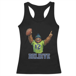 Funny Bigfoot Seattle Sports Fan Racerback Tank Top Pacific Northwest Football Graphic