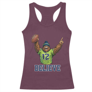 Funny Bigfoot Seattle Sports Fan Racerback Tank Top Pacific Northwest Football Graphic