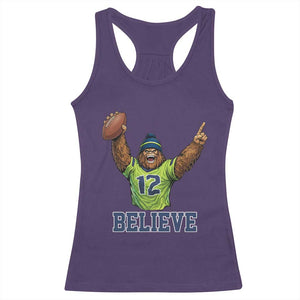 Funny Bigfoot Seattle Sports Fan Racerback Tank Top Pacific Northwest Football Graphic