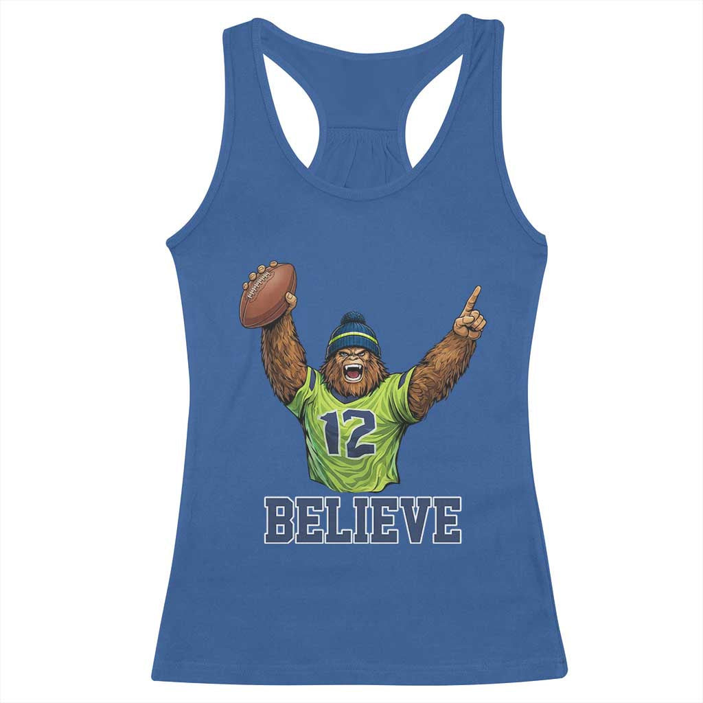 Funny Bigfoot Seattle Sports Fan Racerback Tank Top Pacific Northwest Football Graphic TS12 Royal Blue Print Your Wear