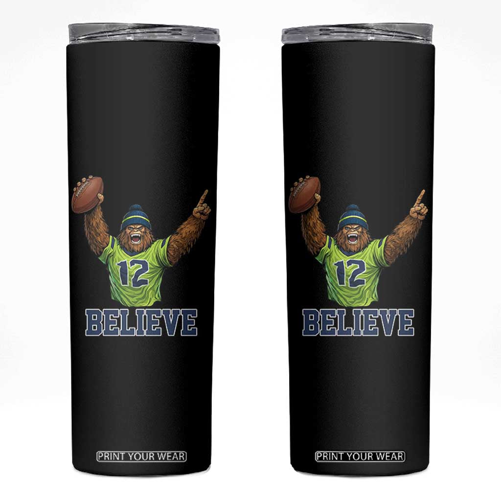 Funny Bigfoot Seattle Sports Fan Skinny Tumbler Pacific Northwest Football Graphic TS12 Black Print Your Wear