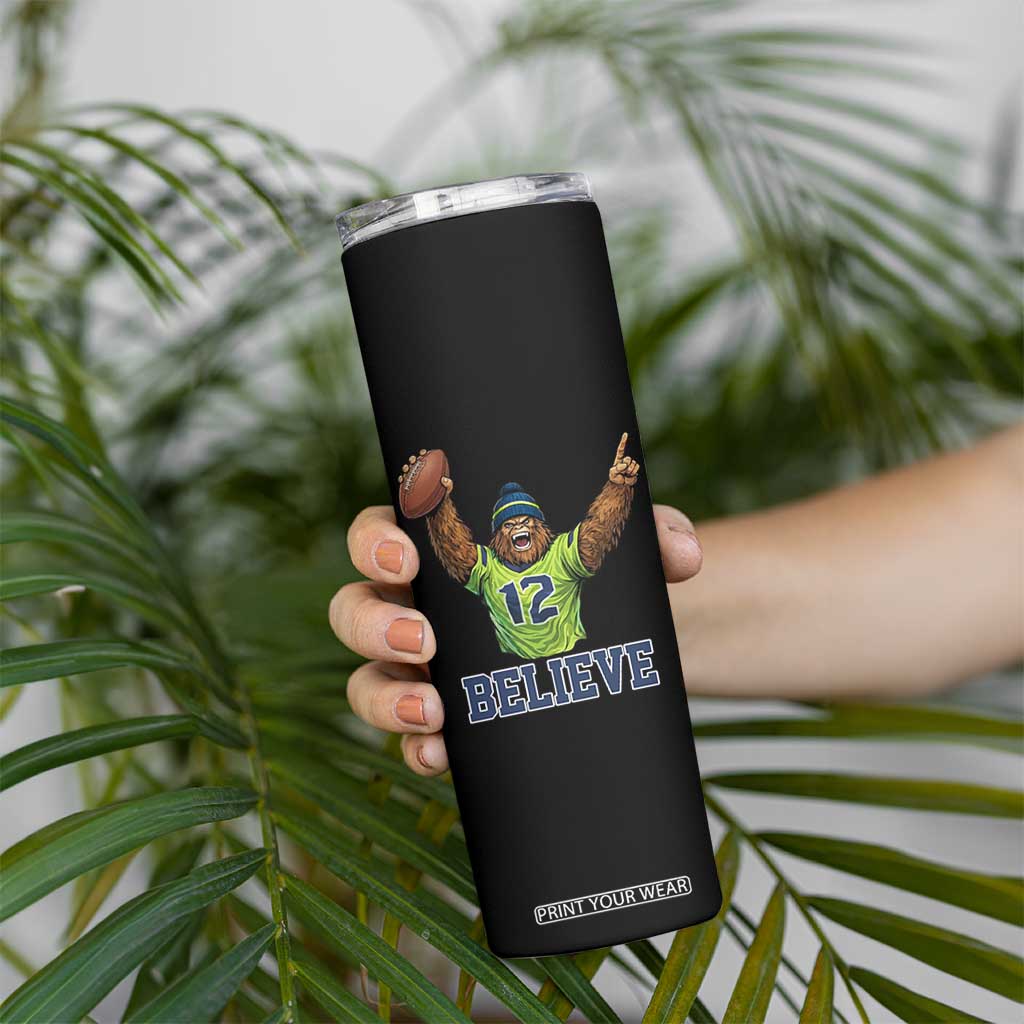 Funny Bigfoot Seattle Sports Fan Skinny Tumbler Pacific Northwest Football Graphic