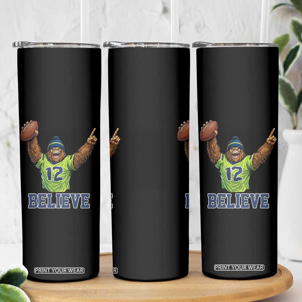 Funny Bigfoot Seattle Sports Fan Skinny Tumbler Pacific Northwest Football Graphic
