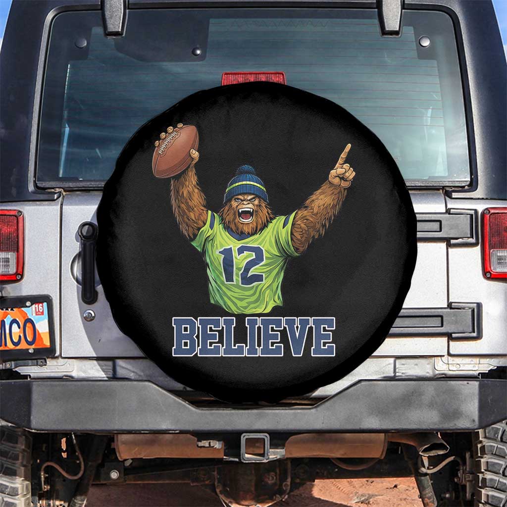 Funny Bigfoot Seattle Sports Fan Spare Tire Cover Pacific Northwest Football Graphic TS12 No hole Black Print Your Wear